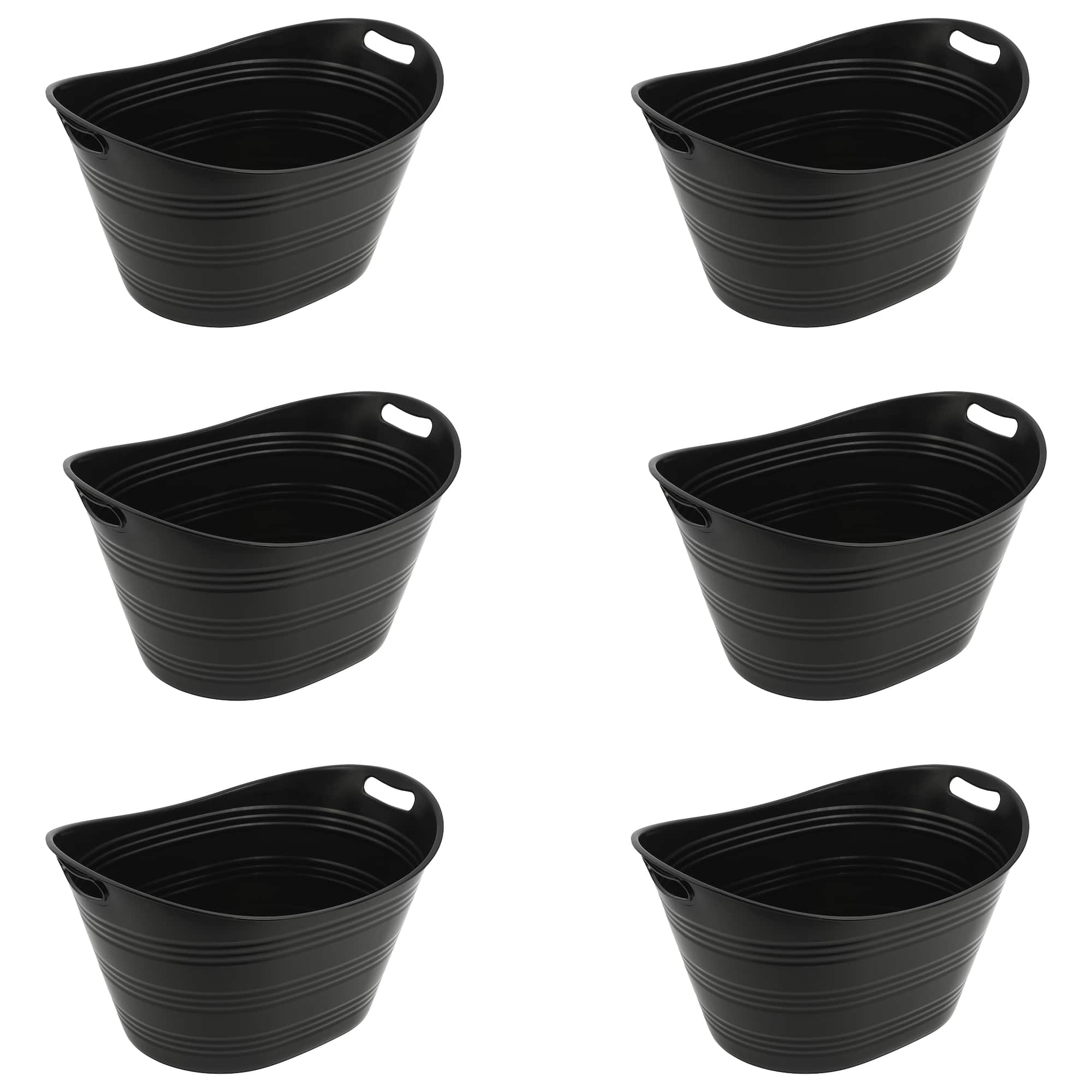 6 Pack: 21" Black Plastic Ice Tub by Celebrate It™